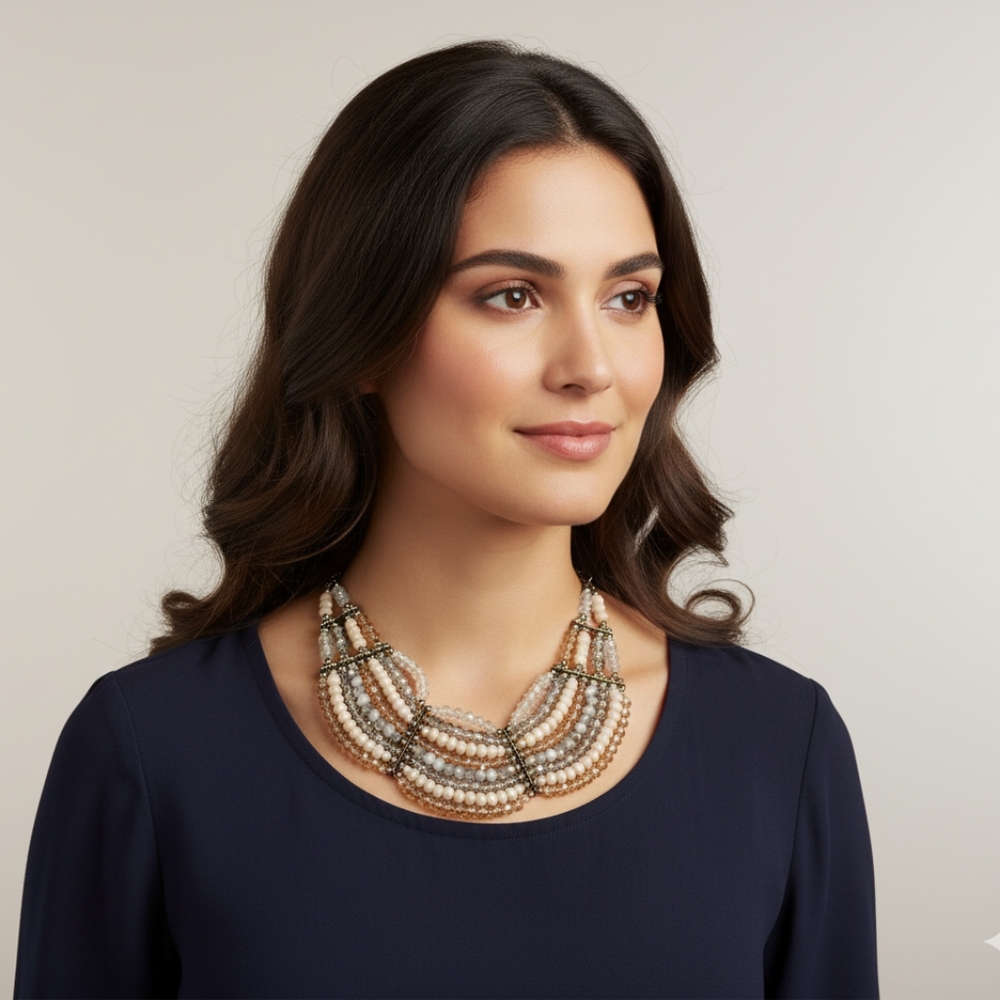 Cream Colored Drape collar necklace